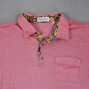 Bullock Jones Polo Shirt Mens XL Pink Cotton Italy Preppy Eclectic Grandpa Golf